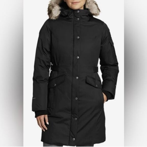 Eddie Bauer Womens Sz L Superior III Stadium Parka Down Filled Waterproof Black - Picture 1 of 16